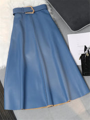Classic Faux PU Leather Long Skirts