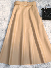 Classic Faux PU Leather Long Skirts