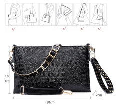 Crocodile pattern cow leather women clutch bag shoulder bag
