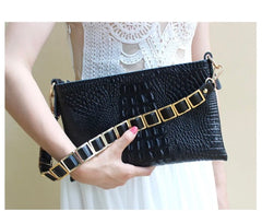 Crocodile pattern cow leather women clutch bag shoulder bag