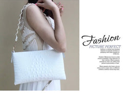 Crocodile pattern cow leather women clutch bag shoulder bag