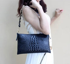 Crocodile pattern cow leather women clutch bag shoulder bag