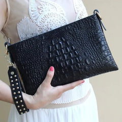 Crocodile pattern cow leather women clutch bag shoulder bag