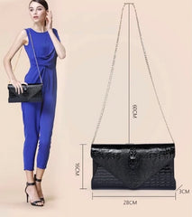 Crocodile pattern cow leather women clutch bag shoulder bag