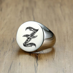 Stylish Pattern Font Initial Stamp Rings Jewelry