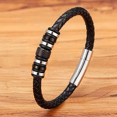 Simple Style Accessories Stainless Steel Leather Bracelet Jewelry