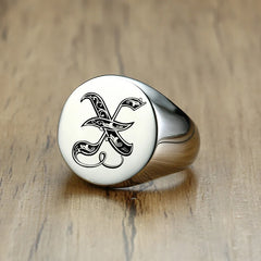 Stylish Pattern Font Initial Stamp Rings Jewelry