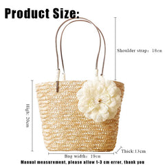 Summer Beach Bag Rattan Woven Handmade Knitted Straw Large Capacity Totes