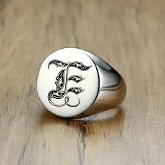 Stylish Pattern Font Initial Stamp Rings Jewelry