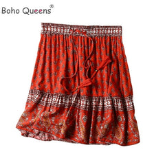 Boho Floral Printed Beach Bohemian Skirt Rayon