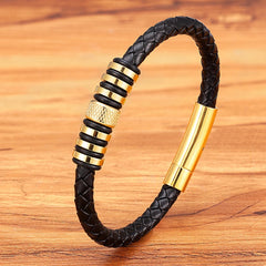 Simple Style Accessories Stainless Steel Leather Bracelet Jewelry
