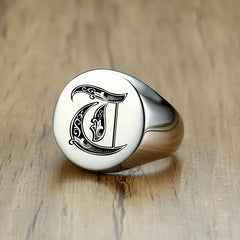 Stylish Pattern Font Initial Stamp Rings Jewelry