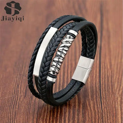 Multilayer Stainless Steel Insert Bracelet Viking Leather Bracelets