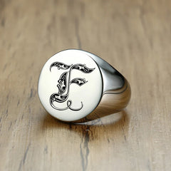 Stylish Pattern Font Initial Stamp Rings Jewelry