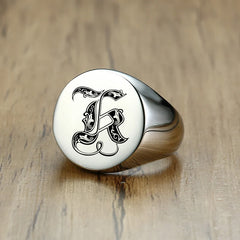 Stylish Pattern Font Initial Stamp Rings Jewelry