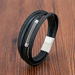 Multilayer Stainless Steel Insert Bracelet Viking Leather Bracelets