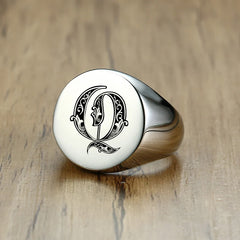 Stylish Pattern Font Initial Stamp Rings Jewelry