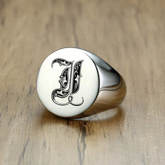Stylish Pattern Font Initial Stamp Rings Jewelry