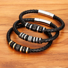 Simple Style Accessories Stainless Steel Leather Bracelet Jewelry