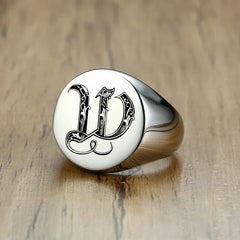 Stylish Pattern Font Initial Stamp Rings Jewelry