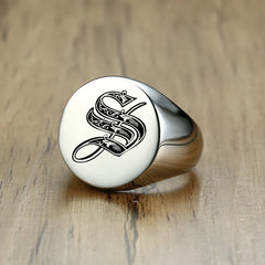Stylish Pattern Font Initial Stamp Rings Jewelry