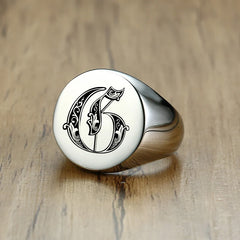 Stylish Pattern Font Initial Stamp Rings Jewelry