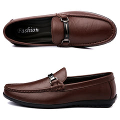 Men Casual Leather Shoes Slip On Fashion Brand Loafer
