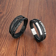 Multilayer Stainless Steel Insert Bracelet Viking Leather Bracelets