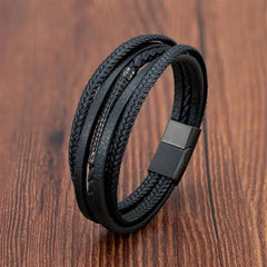 Multilayer Stainless Steel Insert Bracelet Viking Leather Bracelets