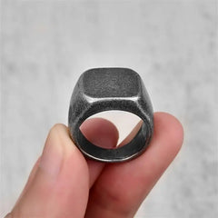 Vintage Steel Square Flat Top Titanium Steel Blank Plain Men Ring