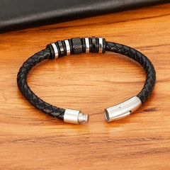 Simple Style Accessories Stainless Steel Leather Bracelet Jewelry