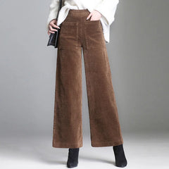 Corduroy Wide Leg High Waist Casual Loose Ankle-Length Pants