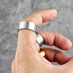 Minimalist Vintage Round Stainless Steel Mens Rings Simple Trendy