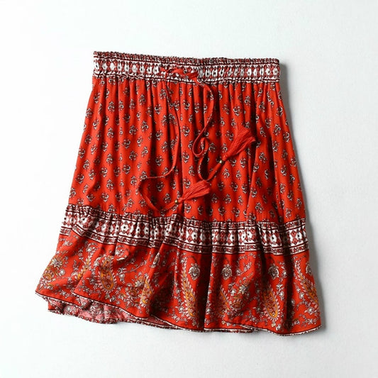 Boho Floral Printed Beach Bohemian Skirt Rayon
