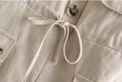 Style Spaghetti Strap Jumpsuit Button Lacing up Bow Waist Short Pants Romper