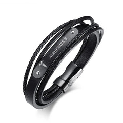 Black Genuine Leather Bracelet Men Jewelry
