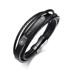 Black Genuine Leather Bracelet Men Jewelry