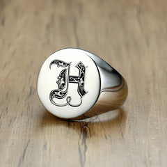Stylish Pattern Font Initial Stamp Rings Jewelry