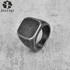 Vintage Steel Square Flat Top Titanium Steel Blank Plain Men Ring
