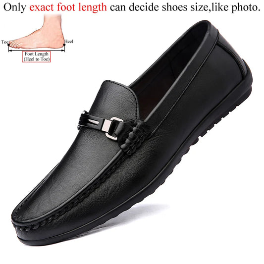 Men Casual Leather Shoes Slip On Fashion Brand Loafer