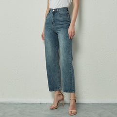 Fashion High Waist Wide Leg Straight Jeans Vintage Boyfriend