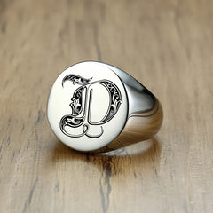 Stylish Pattern Font Initial Stamp Rings Jewelry