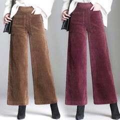 Corduroy Wide Leg High Waist Casual Loose Ankle-Length Pants