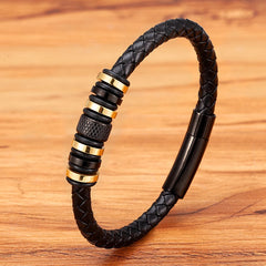 Simple Style Accessories Stainless Steel Leather Bracelet Jewelry