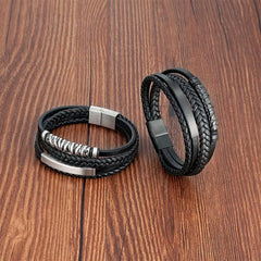 Multilayer Stainless Steel Insert Bracelet Viking Leather Bracelets