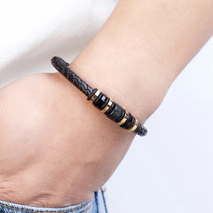Simple Style Accessories Stainless Steel Leather Bracelet Jewelry