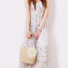 Summer Beach Bag Rattan Woven Handmade Knitted Straw Large Capacity Totes