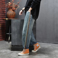 Elastic Waist Loose Jeans All-matched Casual Cotton Denim Harem Pants