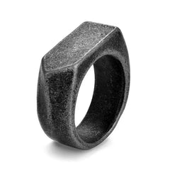 Vintage Steel Square Flat Top Titanium Steel Blank Plain Men Ring