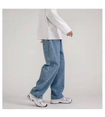 Fashion Men's Baggy Jeans Classic All-match Solid Color Straight-leg Denim Wide-leg